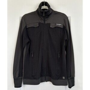 G-Star Raw 3301 Track Jacket Men L Black Contrast Shoulder Chest Pockets Stretch